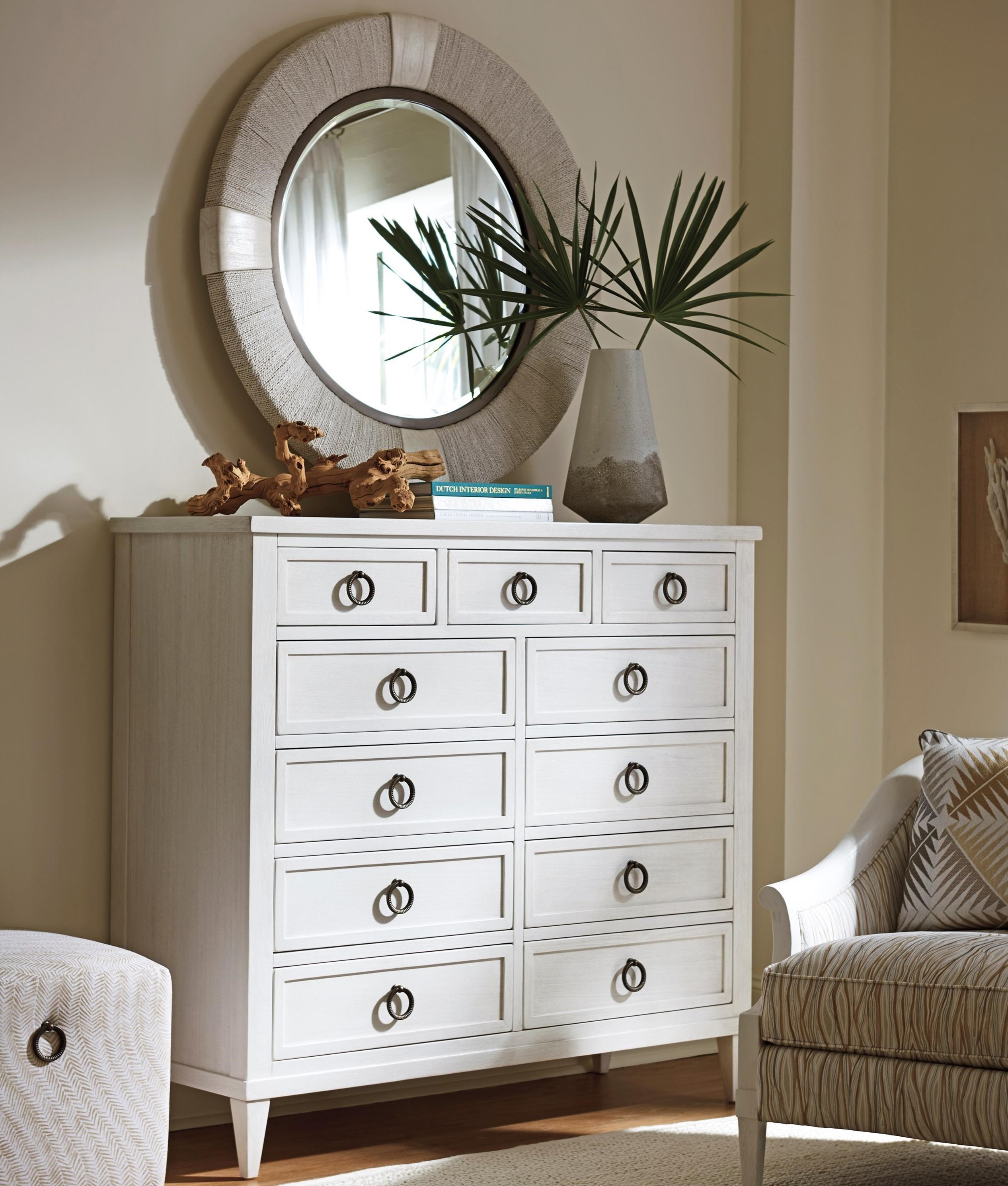 Tommy Bahama Home Ocean Breeze 570329+201 Pinecrest 11Drawer Dresser & Seacroft Round Mirror